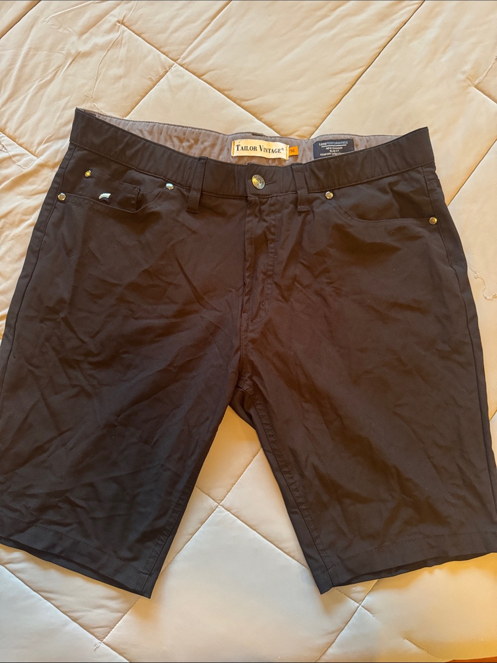Tailor Vintage Black Men's Flat Front Shorts